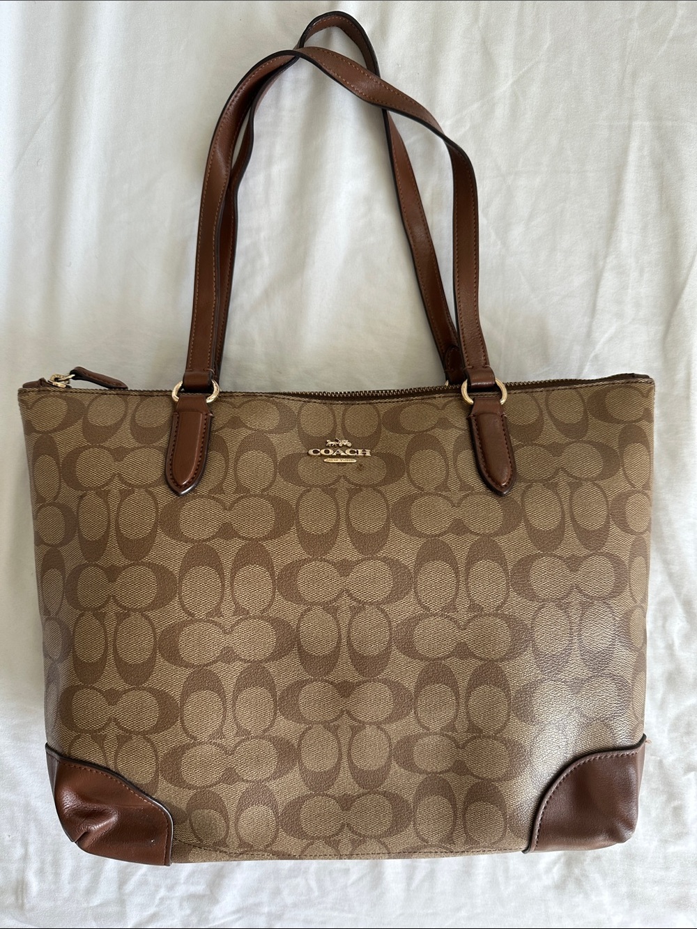 Coach Signature Canvas Tote in Brown and Dark Brown - Picture 5 of 16